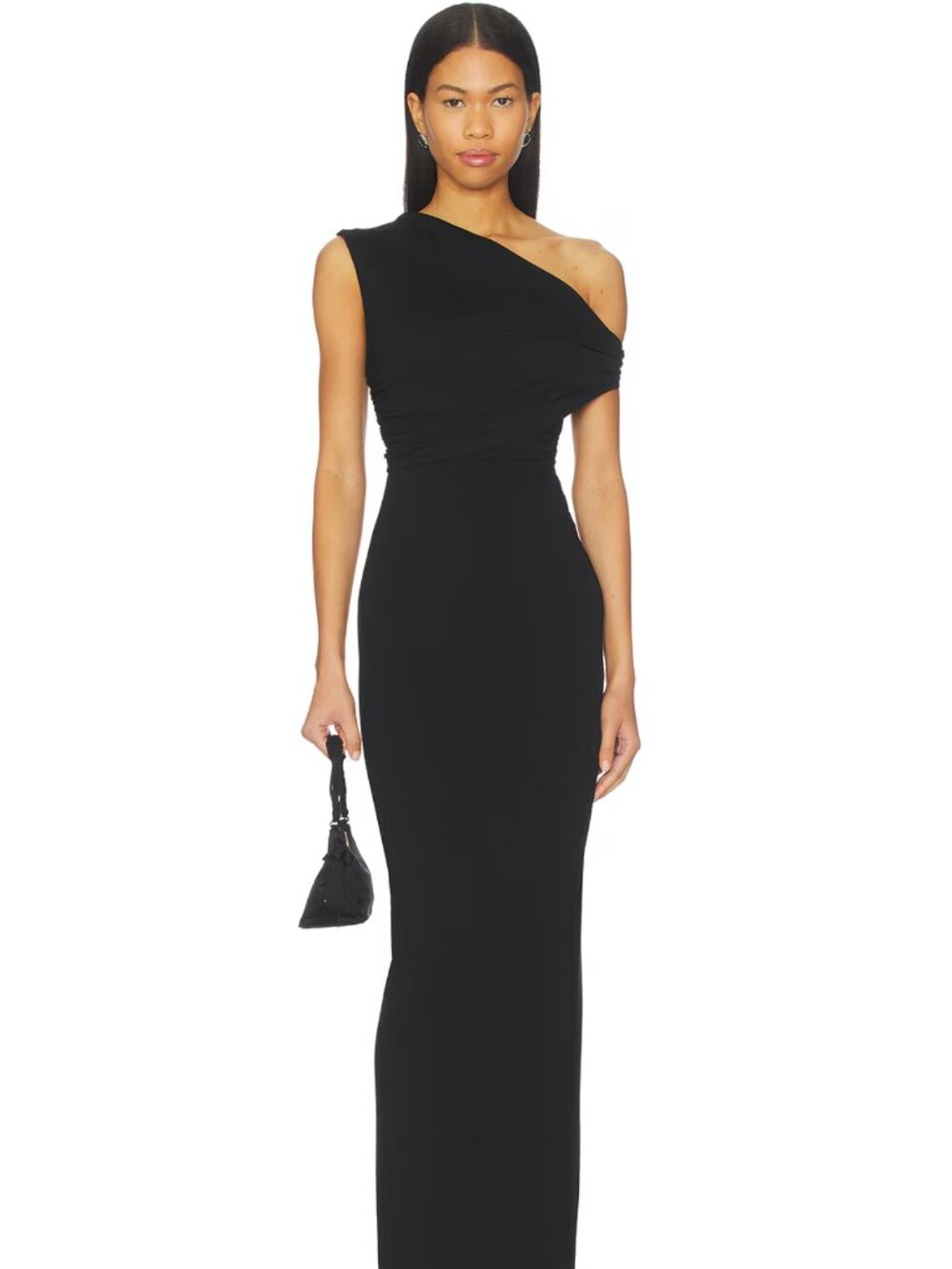 superdown Black One-Shoulder Asymmetrical Gown